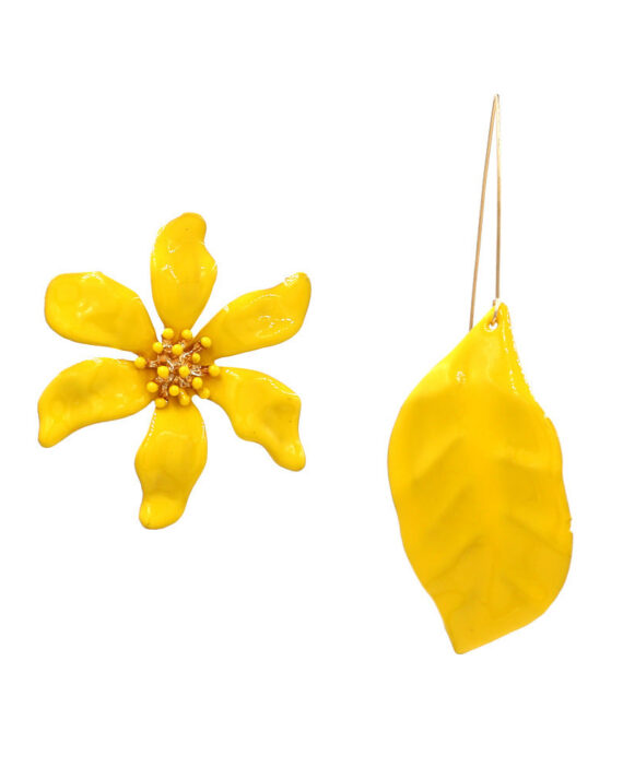 Rablom Flower Leaf Design Asymmetric Earrings