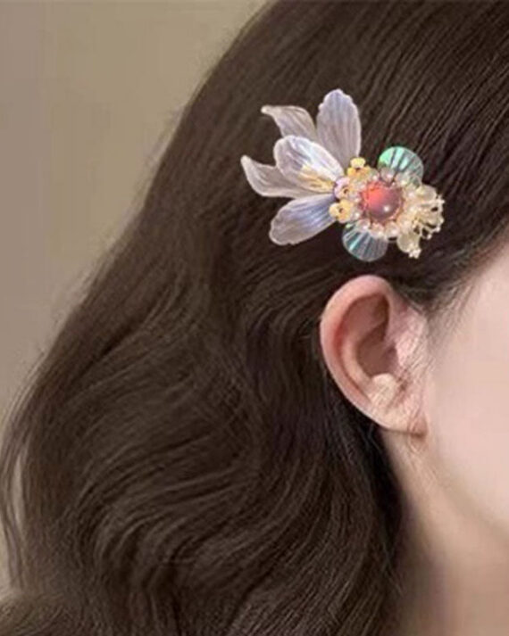 DIY Colorblock Acrylic Pearl A Pair Goldfish Hairpin