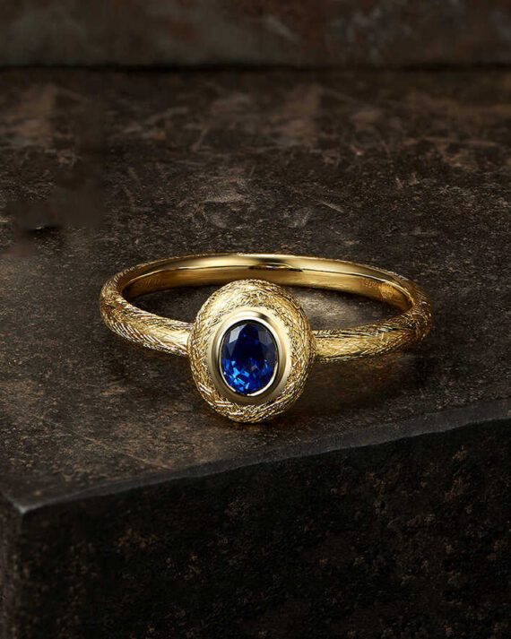 Vintage Royal Blue Ancient Dharma Gold Zircon Crystal Rings