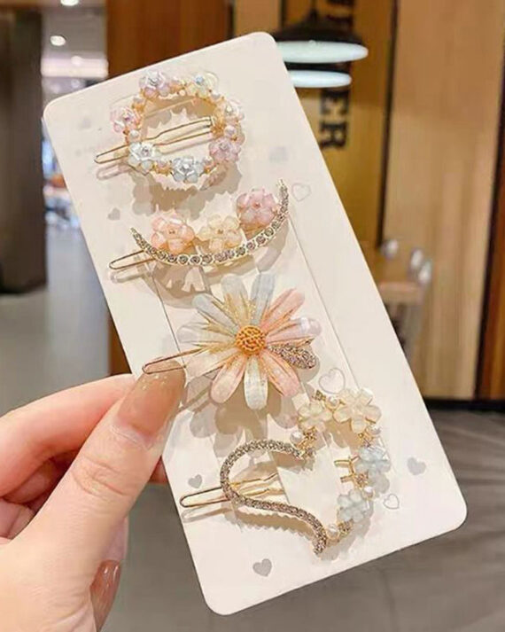 Modern Alloy Zircon Floral Four-Piece Set Hairpin