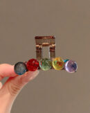 Boutique Rainbow Alloy Acrylic Glass Bead Hairpin