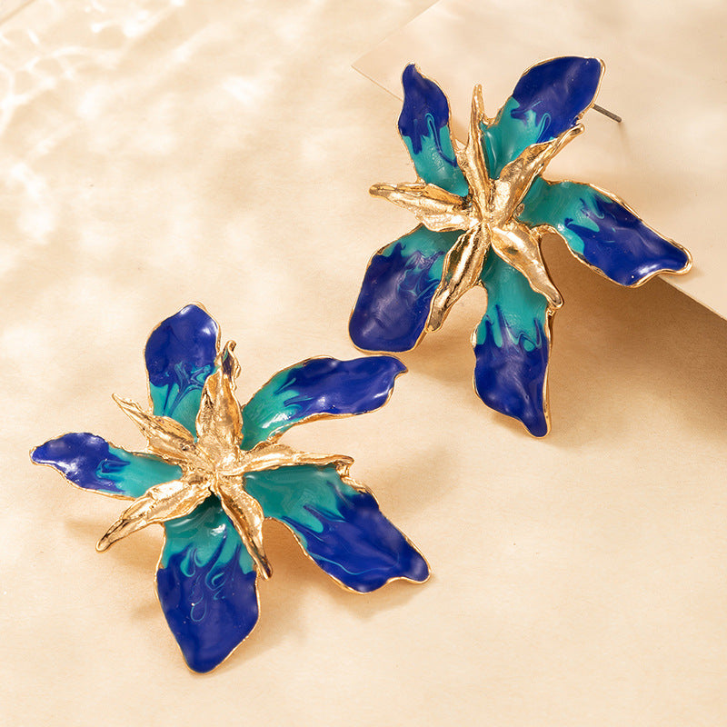 Rablom Geometric Alloy Flower Stud Earrings