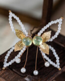 Classy White Alloy Pearl Resin Tassel Hairpin