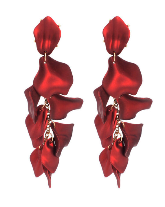 Multilayer Tassel Rose Petal Earrings