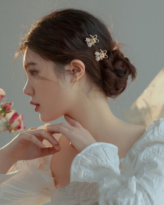 Style Gold Alloy Zircon Pearl Lily Of The Valley Hairpin